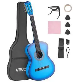 VEVOR Classical Guitar 38 in Guitar Beginner Starter Kit with Nylon Strings Blue