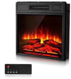 VEVOR 18in Electric Fireplace Insert Wall Recessed Heater Remote 5000BTU Black