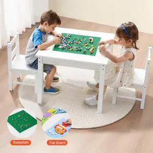 VEVOR 2 in 1 Kid Activity Table and 2 Chairs Set Toddler Play Table with Storage