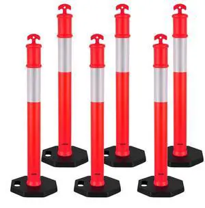 VEVOR 6 Packs Traffic Delineator Posts 48 in Traffic Safety Cones Weighted Base