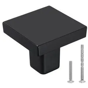 VEVOR Cabinet Knobs Drawer Kitchen Pulls 10 Pack 1.18 in Square Zinc Alloy Black