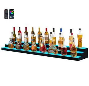 VEVOR LED Lighted Liquor Bottle Display 3-Tier 70 Inches for 52 Bottles