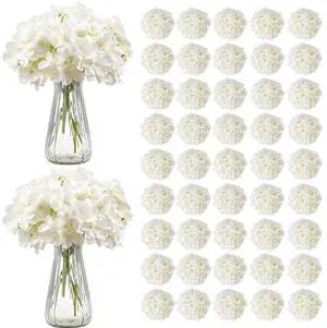 105 Pcs Artificial Silk Hydrangea Flowers 9.8 In Bouquet Arrangement White