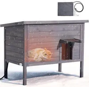 VEVOR Heated Cat House Outdoor Feral Cat Shelter with Heating Pad Waterproof