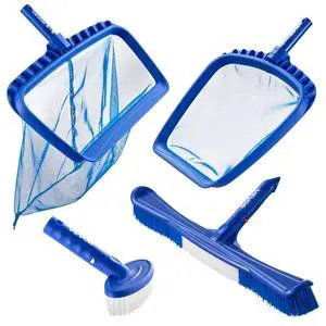 VEVOR Swimming Pool Cleaing Kit with Leaf Skimmer Bag Rake Nets & 2 Brush Heads