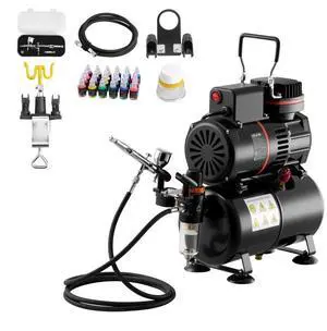 VEVOR Airbrush Kit Air Brush Kit 1/6 HP Air Compressor Airbrush Tip Hose Tank