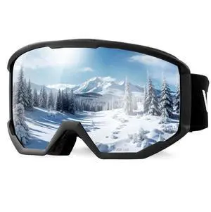 VEVOR Ski Goggles Cylindrical Lens with Ice Blue Revo Coating Snow Goggles