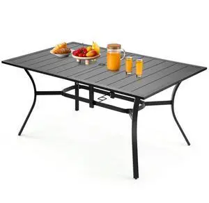 VEVOR Outdoor Patio Dining Table Rectangular Metal Slat Garden Furniture for 6
