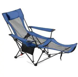 VEVOR Reclining Camping Chair Portable Folding Lounger for Adult Heavy Duty Blue