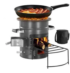 VEVOR Camping Rocket Stove Wood Burning Portable Rocket Stove with Double Door