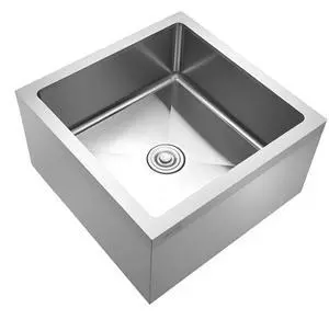 VEVOR Stainless Steel Floor Mop Sink 24 x 24 x 13 in with Wall-Mounted Bracket