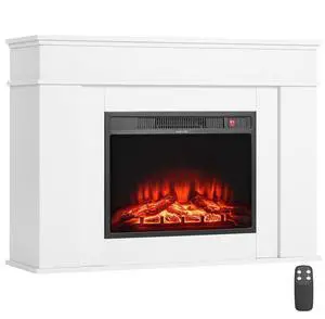 43 Inch Freestanding Electric Fireplace Stove Heater 1500W Mantel White