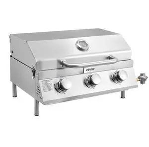 VEVOR Tabletop Gas Grill 3-Burner Portable Propane Grill Stainless Steel Outdoor