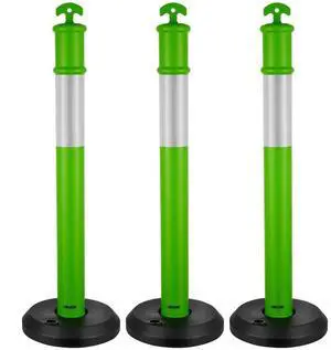 VEVOR 3 Packs Traffic Delineator Posts 48 in Safety Cones Fillable Base Green