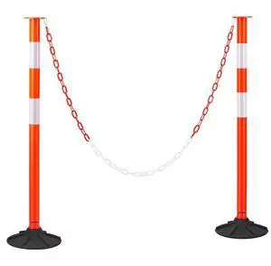 VEVOR 2 Packs Traffic Delineator Posts 34 in Safety Cones Weighted Base & Chains