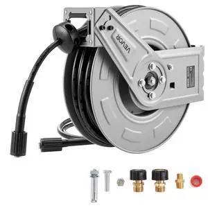 VEVOR Pressure Washer Hose Reel 65ft x 1/4in Retractable 3200PSI Auto-Rewinding