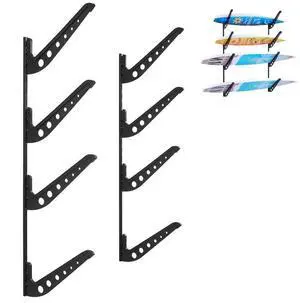 VEVOR Surfboard Wall Mount 4 Tiers Horizontal Surfboard Rack for Storage Display