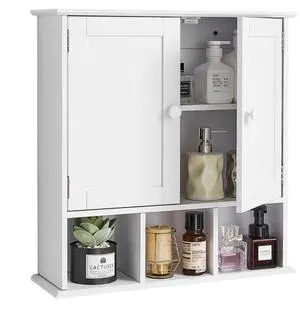 VEVOR Bathroom Wall Cabinet Over Toilet Medicine Cabinet 2 Doors Shelves White