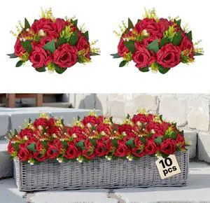 Flower Balls for Wedding Centerpieces Fake Flower Ball Arrangement 10 PCS Red