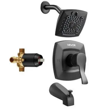 VEVOR Tub and Shower Faucet Set Bathtub Faucet Package Valve 5 Setting Black