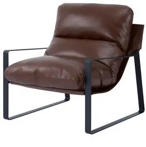 VEVOR Accent Chair Modern PU Leather Armchair with Metal Frame Living Room Brown