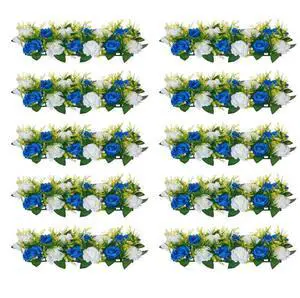 Flower Balls for Wedding Centerpieces Fake Flower Arrangement Blue + White 10PCS