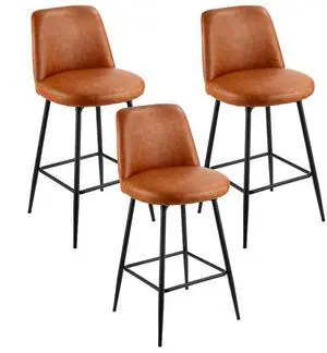 VEVOR 27 in Bar Stool Modern Counter Height Barstool Swivel Kitchen Chair 3 Set