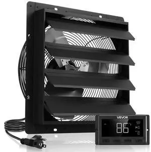 VEVOR 16 in Shutter Exhaust Fan with Smart Programming Controller Wall Mount