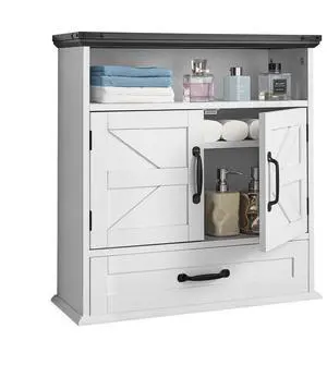 VEVOR Bathroom Wall Cabinet Storage Medicine Cabinet 2 Doors & Shelves & Drawer