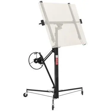 11ft Drywall Lift 150 lbs Sheetrock Hoist Adjustable Arm Lockable Wheels Black