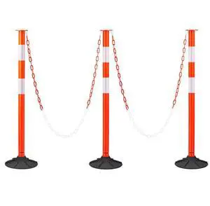 VEVOR 3 Packs Traffic Delineator Posts 34 in Safety Cones Weighted Base & Chains