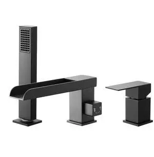 VEVOR Roman Tub Faucet 3 Hole Waterfall Bathtub Faucet with 1 Handle Black