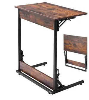 VEVOR C Table with Metal Frame & Adjustable Feet Folding C Shaped End Table