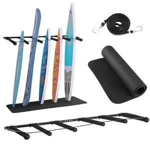 VEVOR Surfboard Wall Mount 5 Tiers Vertical Surfboard Rack for Storage & Display