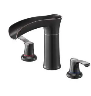VEVOR Roman Tub Faucet 3 Hole Zinc Alloy Waterfall Bathtub Faucet with 2 Handles