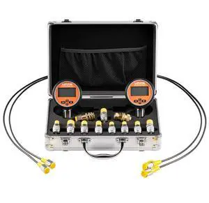 VEVOR Digital Hydraulic Pressure Test Coupling Kit 10000PSI 2 Gauges 9 Couplings