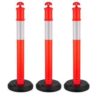 VEVOR 3 Packs Traffic Delineator Posts 48 in Traffic Safety Cones Fillable Base