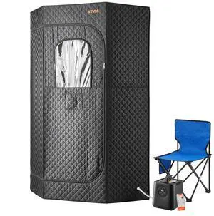 VEVOR Portable Steam Sauna Full with Steamer Chair Oil Box Remote Black
