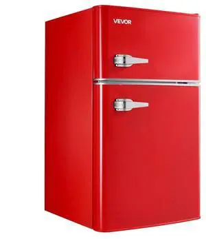 VEVOR Mini Fridge with Freezer 3.2 Cu.Ft Two Door Compact Refrigerator Dorm Red