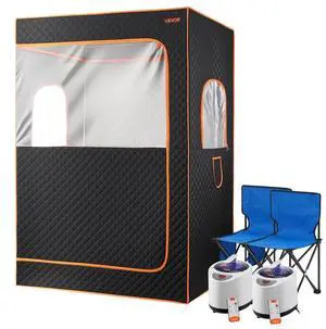 VEVOR 2 Person Portable Steam Sauna Tent Full with Steamer Remote Oil Box Black