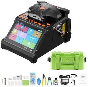 VEVOR Fiber Fusion Optic Splicer 6 Motors Core & Clad Alignment 5" LCD Screen