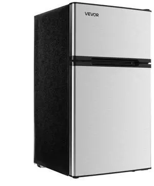 VEVOR Mini Fridge with Freezer 3.2 Cu.Ft Two Door Compact Refrigerator Stainless