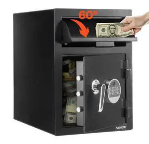 VEVOR 1.2 Cubic Feet Drop Safe Large Capacity 2 Tiers Drop Slot Safe Box Black