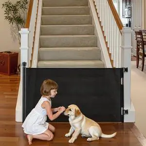 VEVOR Retractable Baby Gate Mesh Dog Gate 72.8 inch Wide 38.5 inch Tall Black