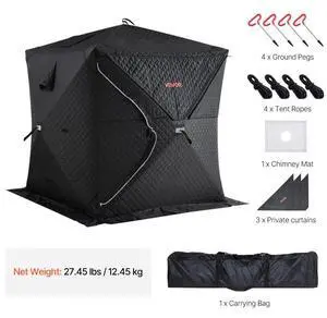 VEVOR Outdoor Steam Dry Sauna Tent for 4 Person with Velcro for Camping Black