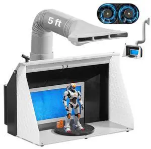 VEVOR Airbrush Spray Booth Hobby Paint Spray Booth with Dual Fans 3 LED Lights