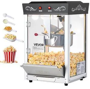 Popcorn Machine Countertop Popcorn Popper Maker 800W 8oz Kettle 48 Cups Black