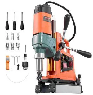 Magnetic Drill Press, 1400 W, 2 inch Boring Diameter, 0-750 RPM Speed, Reversible Direction, Mag Drill Press with 6 Core Bits, Electric Drilling Machine for Industrial and Home Improvement Magnetic Drill Press, 1400 W, 2 inch Boring Diameter, 0-750 RPM Speed, Reversible Direction, Mag Drill Press with 6 Core Bits, Electric Drilling Machine for Industrial and Home Improvement