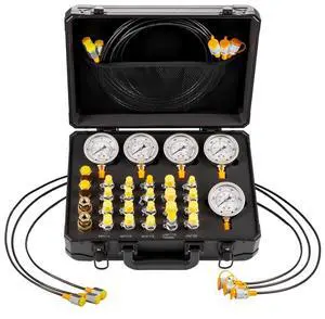 VEVOR Hydraulic Pressure Test Kit 5 Gauges 20 Couplings 4 Connectors 3 Hoses