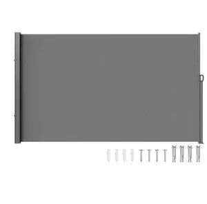 VEVOR Retractable Side Awning, 71''x 138'' Outdoor Privacy Screen, 180g Polyester Water-proof Retractable Patio Screen, UV 30+ Room Divider Wind Screen for Patio, Backyard, Balcony, Gray